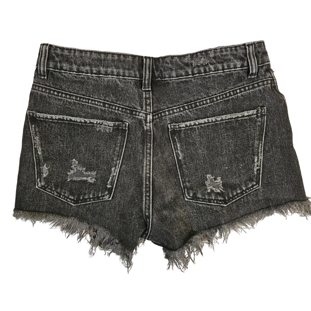 Zara Distressed Jean Cut Off Shorts, Black, US Size 2 - Picture 6 of 11